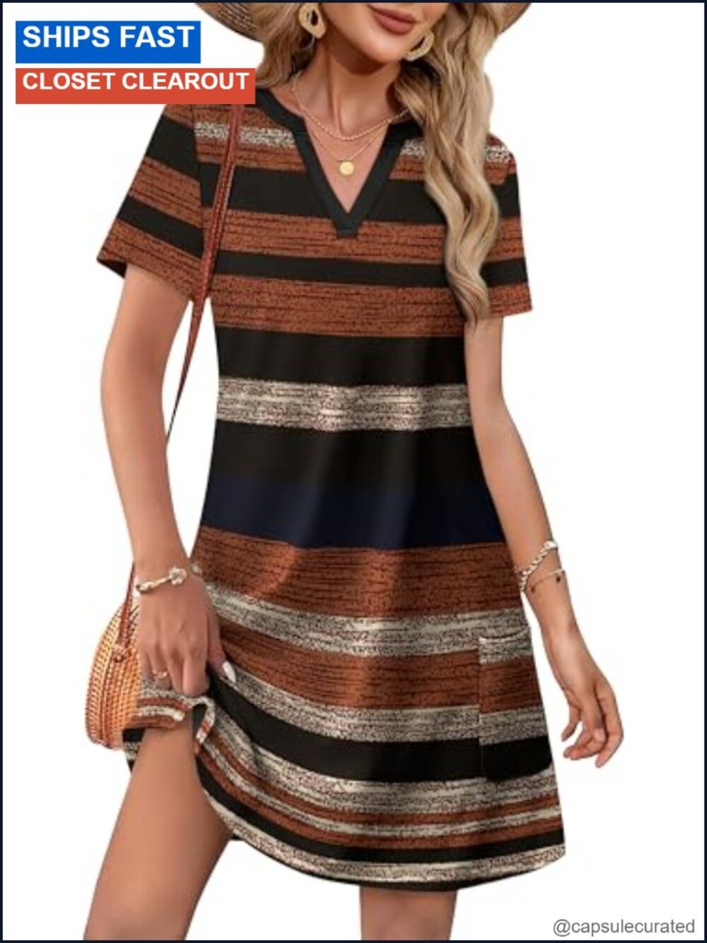 Womens Summer Midi Dress V Neck Short Sleeve Casual Beach Vacation